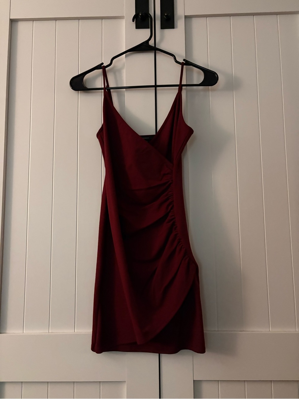 Forever 21 Burgundy Ruched Spaghetti Strap Mini Dress
